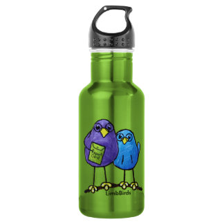 LimbBirds Custom Water Bottle (18 oz), White Waterfles