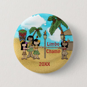 Limbo Luau Birthday Party - Limbo Champ Ronde Button 5,7 Cm