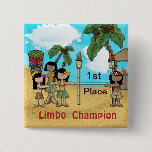 Limbo Luau Verjaardagsfeest - Limbo Champion Vierkante Button 5,1 Cm