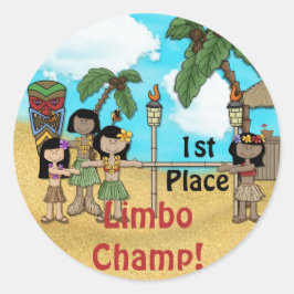 Limbo Luau verjaardagsfeestje - eerste plaats Ronde Sticker