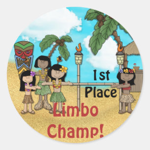 Limbo Luau verjaardagsfeestje - eerste plaats Ronde Sticker