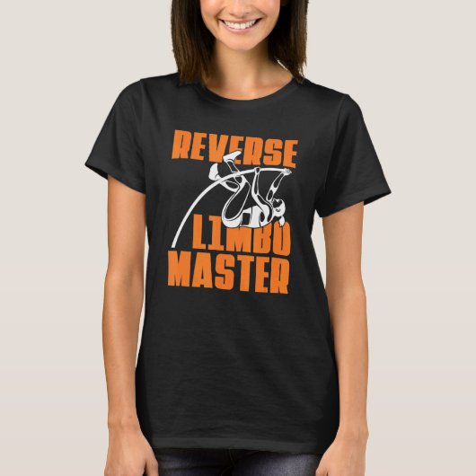 Limbo Master Pole Vault-pompmachine met achtergron T-shirt (Voorkant)