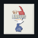 Limburg Nederland Kaart Nederlands  Souvenir Magneet<br><div class="desc">Limburg, provincie in Nederland met kaartontwerp, Nederlandse vlag, souvenir voor Maastrichtse vakantie. Limburg met retro design en kaart als Nederland en Holland souvenir! Lifestyle voor Limburgse backpackers en Nederlandse stedentrips. Limburg met vlag, provincie in Nederland, kaart design souvenir. Retro Limburg met Nederlands vlagontwerp voor reizen naar Holland en Maastricht of...</div>