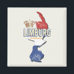 Limburg Nederland Kaart Nederlands  Souvenir Magneet<br><div class="desc">Limburg, provincie in Nederland met kaartontwerp, Nederlandse vlag, souvenir voor Maastrichtse vakantie. Limburg met retro design en kaart als Nederland en Holland souvenir! Lifestyle voor Limburgse backpackers en Nederlandse stedentrips. Limburg met vlag, provincie in Nederland, kaart design souvenir. Retro Limburg met Nederlands vlagontwerp voor reizen naar Holland en Maastricht of...</div>