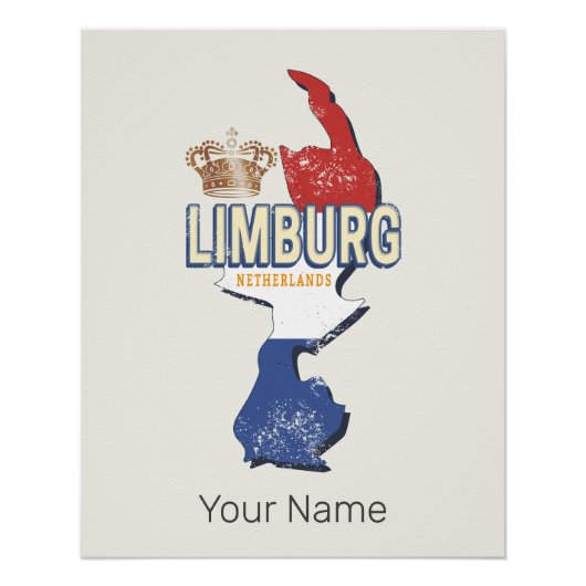 Limburg Nederland Kaart Nederlands Souvenir Perfect Poster (Voorkant)