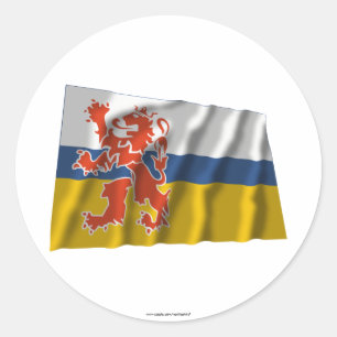 Limburg wuivende vlag ronde sticker