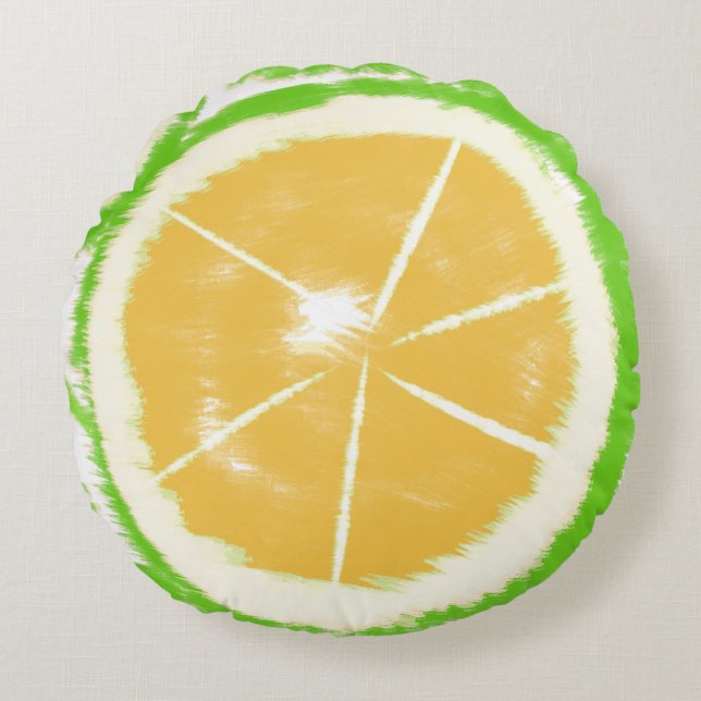 Lime Abstract Citrus Tie Dye Ontwerp Rond Kussen (Voorkant)