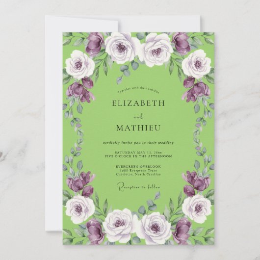 Lime Amethyst Roze Bruiloft Kaart (Voorkant)