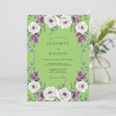 Lime Amethyst Roze Bruiloft Kaart (Staand voorkant)