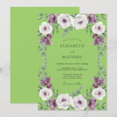 Lime Amethyst Roze Bruiloft Kaart (Voorkant / Achterkant)