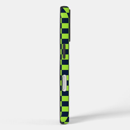 Lime and navy checkerboard pattern Case-Mate iPhone case (Achterkant / Rechts)