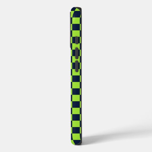 Lime and navy checkerboard pattern Case-Mate iPhone case (Achterkant / Links)