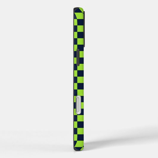 Lime and navy checkerboard pattern Case-Mate iPhone case (Achterkant / Rechts)