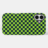 Lime and navy checkerboard pattern Case-Mate iPhone case (Achterkant (horizontaal))