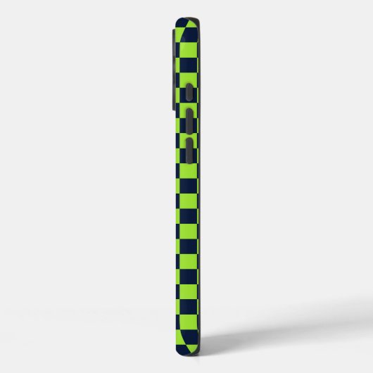 Lime and navy checkerboard pattern Case-Mate iPhone case (Achterkant / Links)