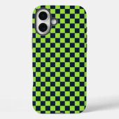 Lime and navy checkerboard pattern Case-Mate iPhone case (Achterkant)