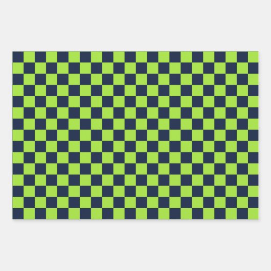 Lime and navy checkerboard pattern inpakpapier vel (Voorkant 2)