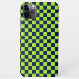 Lime and navy checkerboard pattern iPhone 11Pro max hoesje
