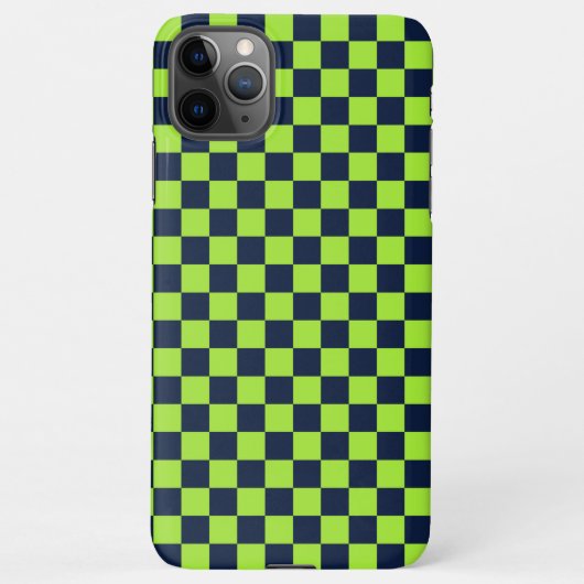 Lime and navy checkerboard pattern iPhone hoesje (Achterkant)