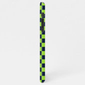 Lime and navy checkerboard pattern iPhone hoesje (Linkerkant)