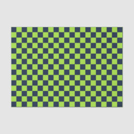 Lime and navy checkerboard pattern tissuepapier