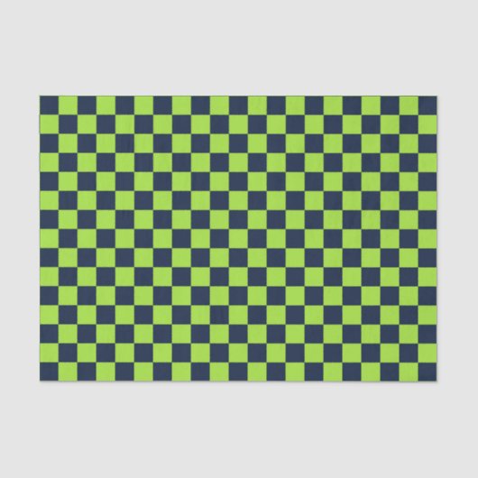 Lime and navy checkerboard pattern tissuepapier (Voorkant)