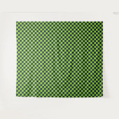 Lime and navy checkerboard pattern wandkleed (Voorkant (horizontaal))