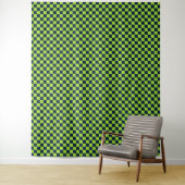 Lime and navy checkerboard pattern wandkleed (In situ)