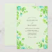 Lime Aqua Loof Eucalyptus Bruiloft Kaart (Voorkant / Achterkant)