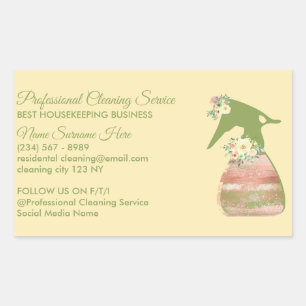 Lime Beige Groen Dienstmeisje Spray Bloem Schoonma Rechthoekige Sticker