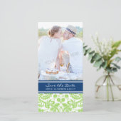 Lime Blue Save the Date Huwelijksfotokaarten (Staand voorkant)