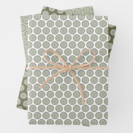 Lime cadeauverpakking in drie kleuren inpakpapier vel