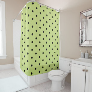 Lime Chartreuse Whimsical Zwart Stippenpatroon Douchegordijn