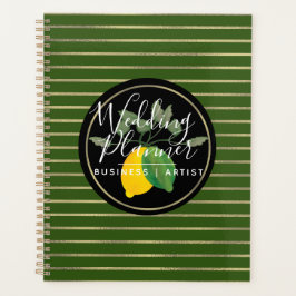 Lime Citroen Waterverf Logo Folie Strepen Bruiloft Planner