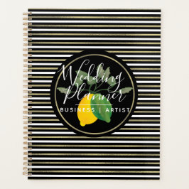 Lime Citroen Waterverf Logo Folie Strepen Bruiloft Planner