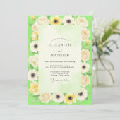 Lime Crème Anemoon Bruiloft Kaart (Staand voorkant)