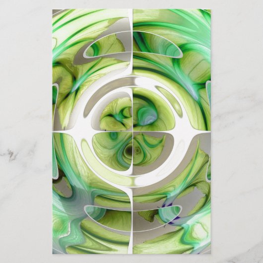 Lime en groene abstracte collage briefpapier (Voorkant)