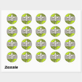 Lime en zilver filigraan krullen Fleur de Lis Ronde Sticker (Vel)
