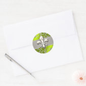 Lime en zilver filigraan krullen Fleur de Lis Ronde Sticker (Envelop)