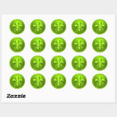 Lime Fleur de Lis Enveloppe-Zegel Reliëf Look Ronde Sticker (Vel)