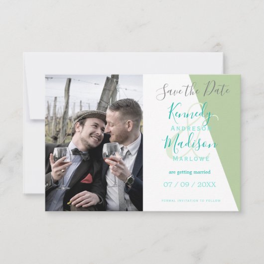 Lime Geometrische Prachtige Minimalistische Trouwd Save The Date (Voorkant)
