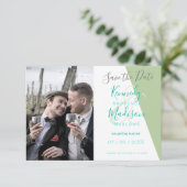 Lime Geometrische Prachtige Minimalistische Trouwd Save The Date (Staand voorkant)