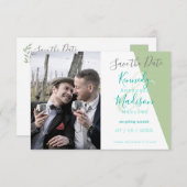 Lime Geometrische Prachtige Minimalistische Trouwd Save The Date (Voorkant / Achterkant)
