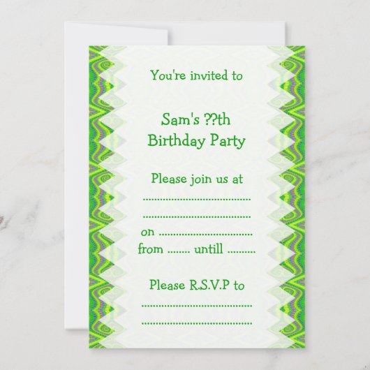 Lime Green 60's Retro Fractal Art Birthday Kaart (Achterkant)