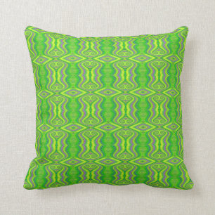 Lime Green 60's Retro Fractal Pattern Kussen