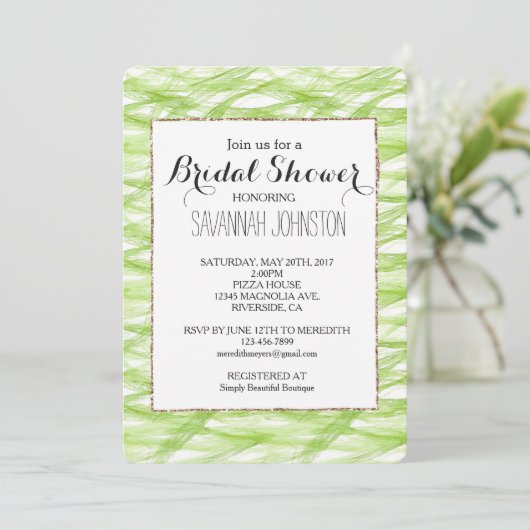 Lime Green Abstract bridal shower Kaart (Staand voorkant)