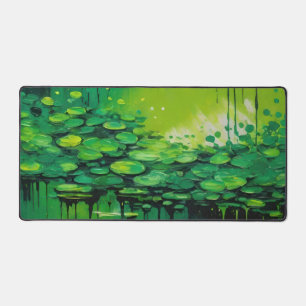 Lime Green Abstract Lily Pads Desk Mat