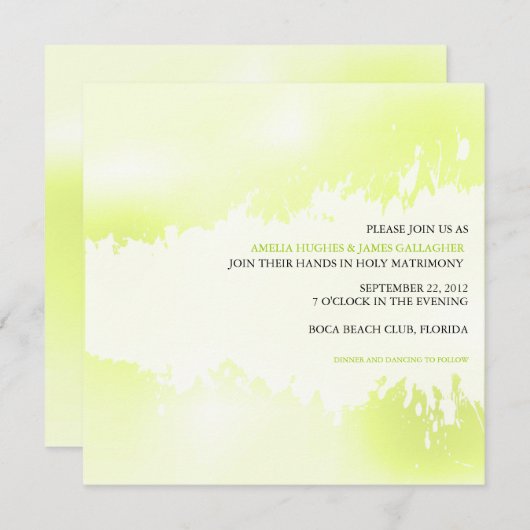 Lime Green abstracte trouwuitnodiging Kaart (Voorkant / Achterkant)