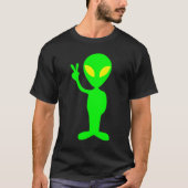 Lime Green Alien die Shirt voor vredessignatie gee (Voorkant)