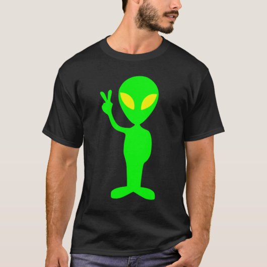 Lime Green Alien die Shirt voor vredessignatie gee (Voorkant)